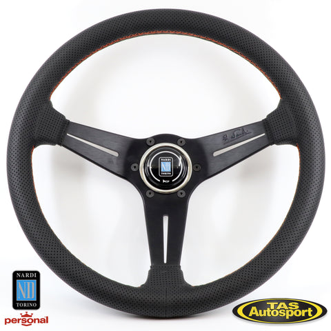 Nardi Deep Corn Leather Orange Stitch 350 Steering Wheel