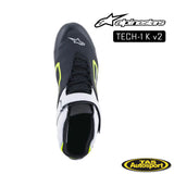 ALPINESTARS TECH-1 K V2 SHOE 125 BLACK/WHITE/YELLOW