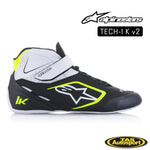 ALPINESTARS TECH-1 K V2 SHOE 125 BLACK/WHITE/YELLOW