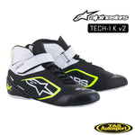 ALPINESTARS TECH-1 K V2 SHOE 125 BLACK/WHITE/YELLOW