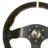 STEERING WHEEL SUEDE PISTA 13" / 330MM INDICATOR CONTOURED GRIP