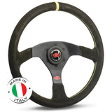 STEERING WHEEL SUEDE SPRINT 14" / 350MM INDICATOR ROUNDED GRIP