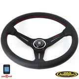 NARDI DEEP CORN SMOOTH LEATHER RED STITCH RED SIGNATURE 350MM STEERING WHEEL