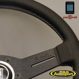 Nardi Competition – Perforated Leather with Black Spokes & Grey Stitching – 330mm 6070.33.2091