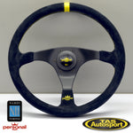 Nardi Trophy Suede Yellow Stitching 350 Steering Wheel