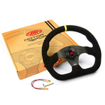 Steering Wheel Suede 13" ADR Black Flat Bottom + Indicator