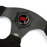 Steering Wheel Suede 13" ADR Black Flat Bottom + Indicator