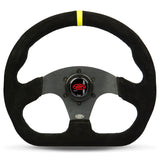 Steering Wheel Suede 13" ADR Black Flat Bottom + Indicator