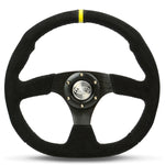 Steering Wheel Suede 14" ADR Black Flat Bottom + Indicator