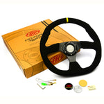 Steering Wheel Suede 14" ADR Black Flat Bottom + Indicator