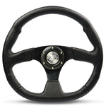 Steering Wheel Leather 14" ADR Black Flat Bottom