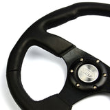 Steering Wheel Leather 14" ADR Black Flat Bottom