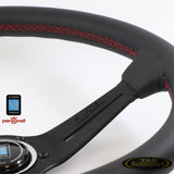 Nardi Deep Corn Smooth Leather Red Stitching 350mm Steering Wheel