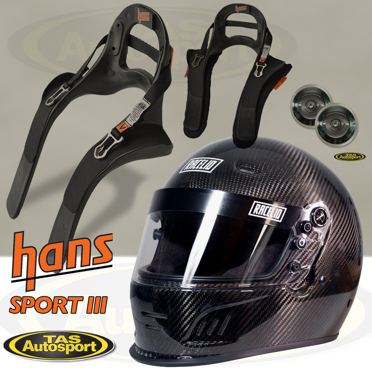 Racelid Formula Helmet & HANS Device Sport 3 Package Tas Autosport