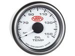 Oil Temp Gauge 50°-150° 52mm White Muscle Series