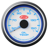 Oil Temp Gauge 50°-150° 52mm White Muscle Series