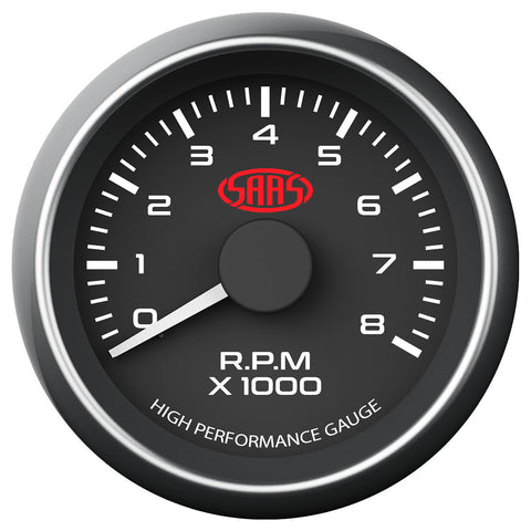 Tachometer 0-8K 52mm Black Muscle Series