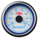 Boost Gauge 30inHg-20psi 52mm White Muscle Series