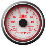 Boost Gauge 30inHg-20psi 52mm White Muscle Series