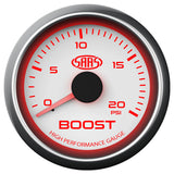 Boost Gauge Diesel 0-20 psi 52mm White Muscle Series