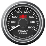 Trans Oil Temp Gauge 60°-200° 52mm Black Muscle Series