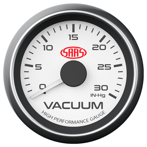 Vacuum Gauge 0-30inHg 52mm White Muscle Series