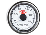 Volt Gauge 8v-18v 52mm White Muscle Series