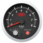 Tachometer Petrol 0-8K Shiftlight 3 1/2" 89mm Black Street Series