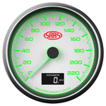 Speedometer 0-220 KPH 3 1/2" 89mm In Dash White Muscle Series