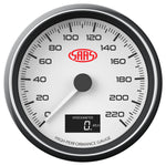 Speedometer 0-220 KPH 3 1/2" 89mm In Dash White Muscle Series