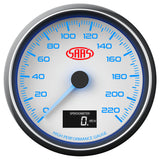 Speedometer 0-220 KPH 3 1/2" 89mm In Dash White Muscle Series