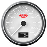 Speedometer 0-220 KPH 3 1/2" 89mm In Dash White Muscle Series