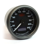 Speedometer 0-220 KPH 3 1/2" 89mm In Dash Black Muscle Series