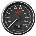 Speedometer 0-220 KPH 3 1/2" 89mm In Dash Black Muscle Series