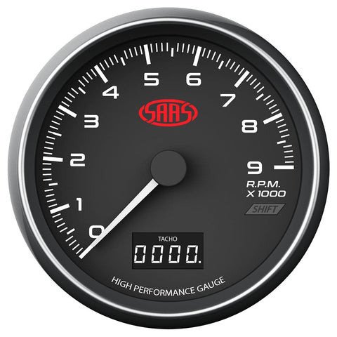 Tachometer 0-9K Shiftlite 3 1/2" 89mm In Dash Black Muscle Series