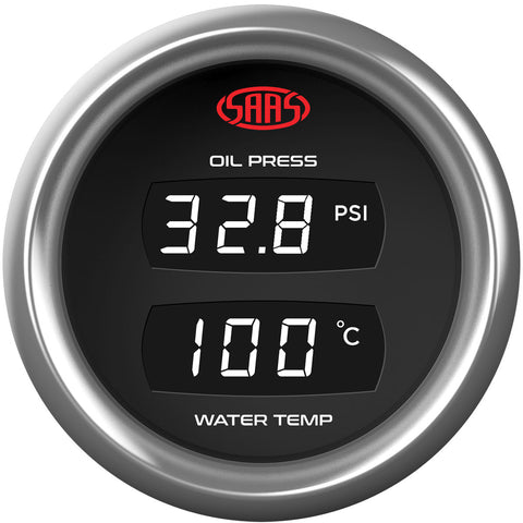 Dual Digital Gauge Oil Press140 Psi/Water Temp 40°-120° Trax
