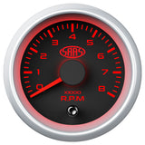 Tachometer 0-8K 52mm Black Muscle Series 2