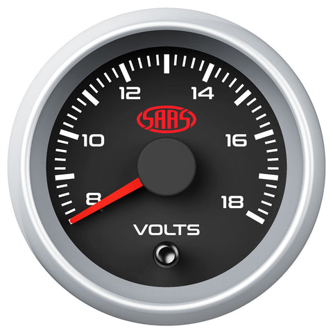 Volt Gauge 8v-18v 52mm Black Muscle Series 2