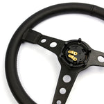 Steering Wheel Leatherette 14" ADR Retro Black Spoke Black Stitching