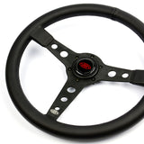 Steering Wheel Leatherette 14" ADR Retro Black Spoke Black Stitching