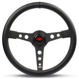 Steering Wheel Leatherette 14" ADR Retro Black Spoke White Stitching