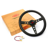 Steering Wheel Leatherette 14" ADR Retro Black Spoke White Stitching