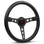 Steering Wheel Leatherette 14" ADR Retro Black Spoke White Stitching