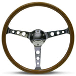 Steering Wheel Wood 15" ADR Classic Chrome With Holes