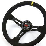 Steering Wheel Suede 14" ADR Deep Dish Black Slotted + Indicator