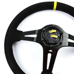 Steering Wheel Suede 14" ADR Deep Dish Black Slotted + Indicator