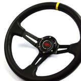 Steering Wheel Leather 14" ADR Deep Dish Black Slotted + Indicator