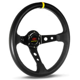 Steering Wheel Leather 14" ADR GT Deep Dish Black With Holes + Indicator