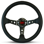 Steering Wheel Leather 14" ADR GT Deep Dish Black With Holes