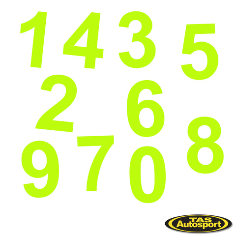 Race Numbers - Day Glo Windscreen Numbers CAMS Regulation Size